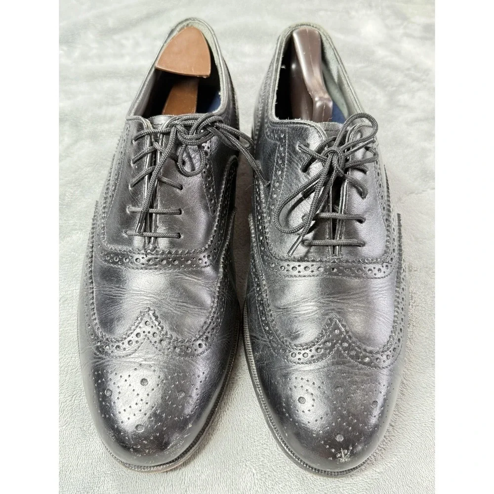 Wingtip Brogue Shoes Mens Size 10.5 D Black Leather Dress Oxford Cap Toe‎ Lined